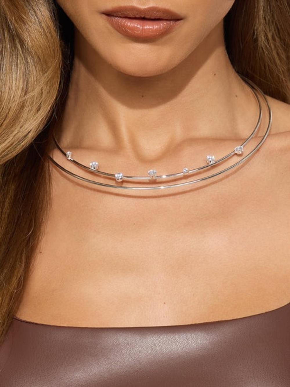 Silver Lake Rhinestone Trim Choker Necklace NEW 🏷️